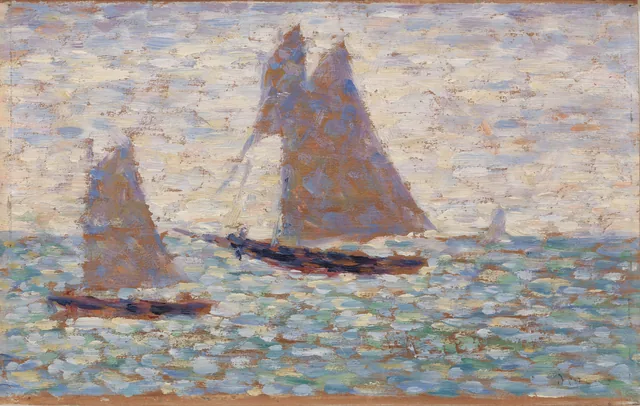 Two Sailboats at Grandcamp, Georges Seurat