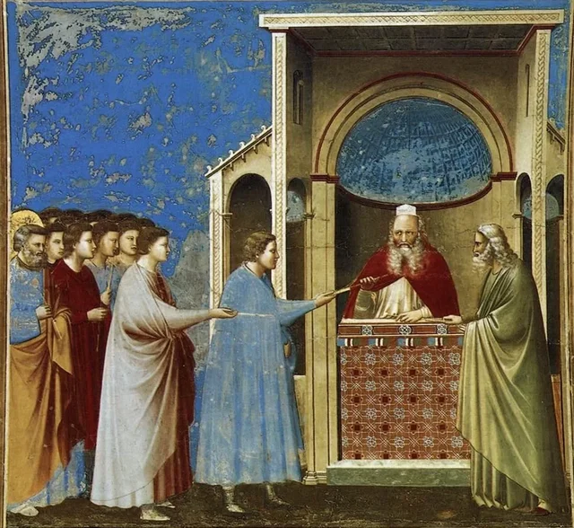 The Rods Brought to the Temple, Giotto di Bondone
