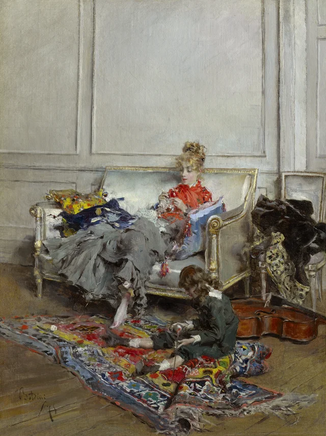 Jovem a fazer crochê, Giovanni Boldini