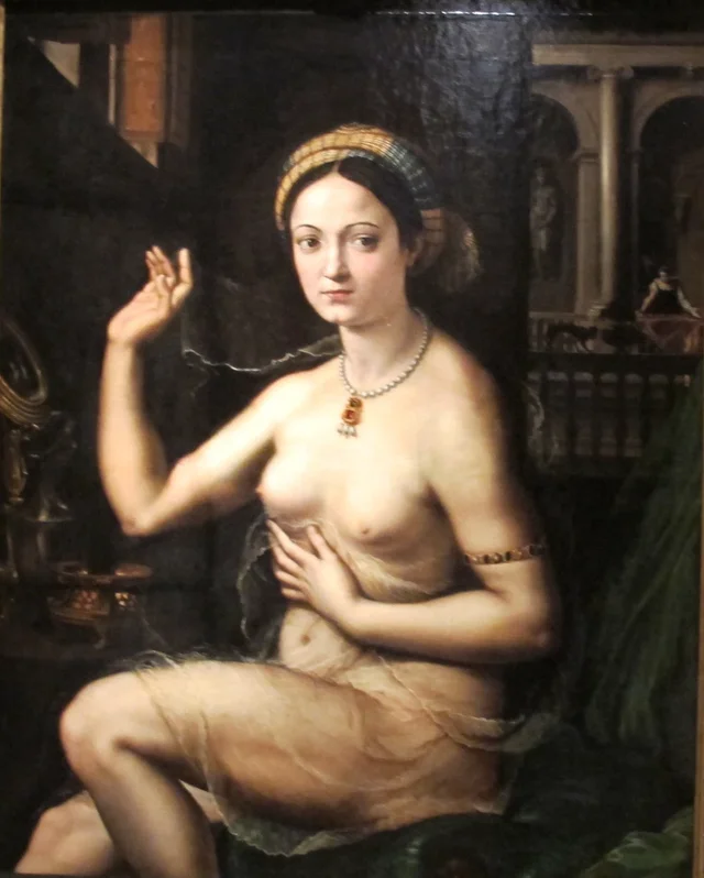 Lady at the Mirror, Giulio Romano