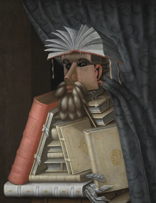 O Bibliotecário, provavelmente o erudito Wolfgang Lazius (1514-1565), Giuseppe Arcimboldo
