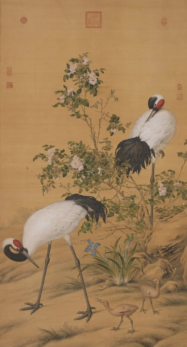 Deux grues à l'ombre des fleurs, Giuseppe Castiglione