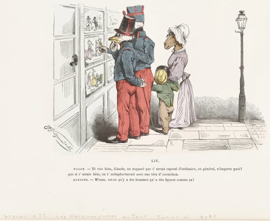 Te vois bien, Glaude, un supposé que t'serais caporal d'ordinaire, ou général, Grandville