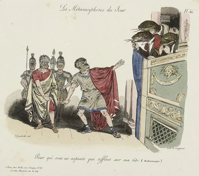 For whom are these serpents that hiss above my head, Grandville