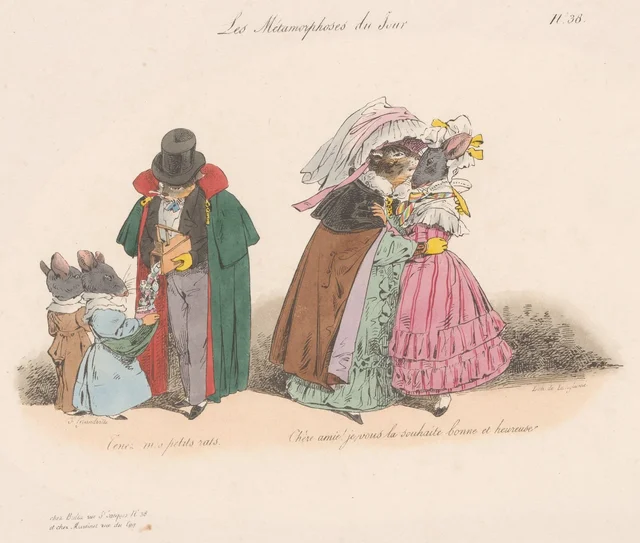 Venham, meus ratinhos. Cara amiga, desejo-lhe um bom e feliz ano, Grandville