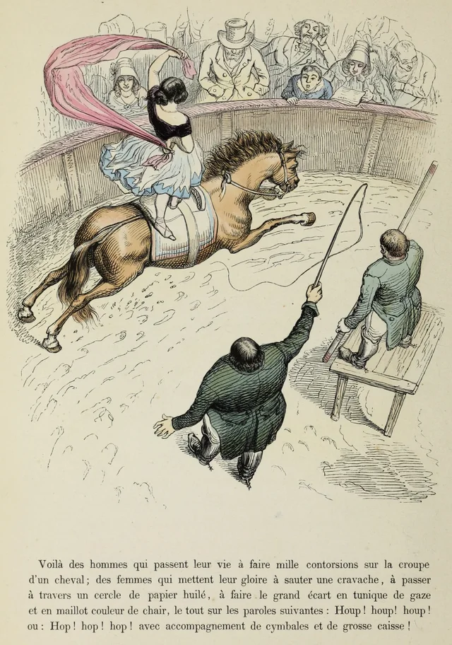 Here are men who spend their lives performing a thousand contortions on a horse's rump, Grandville