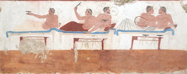 Tomb of the Diver: the banquet (north wall), Ancient Greece