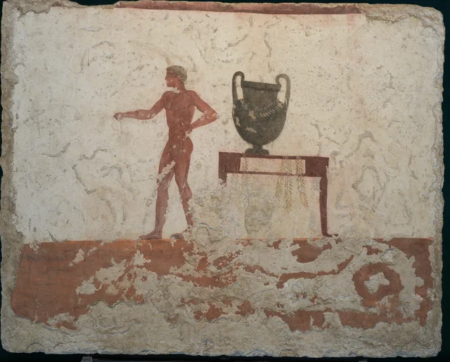 Tomb of the Diver: young cupbearer and krater, Ancient Greece