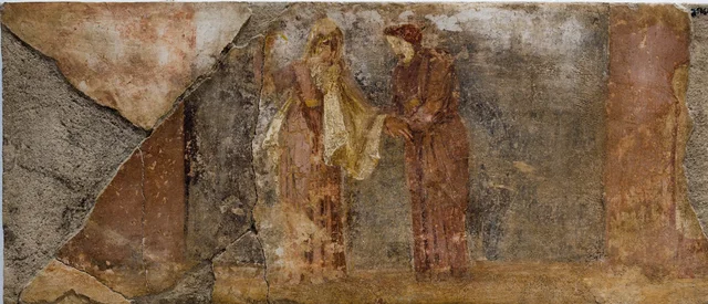 Two masked figures (scene from a tragedy), Ancient Greece