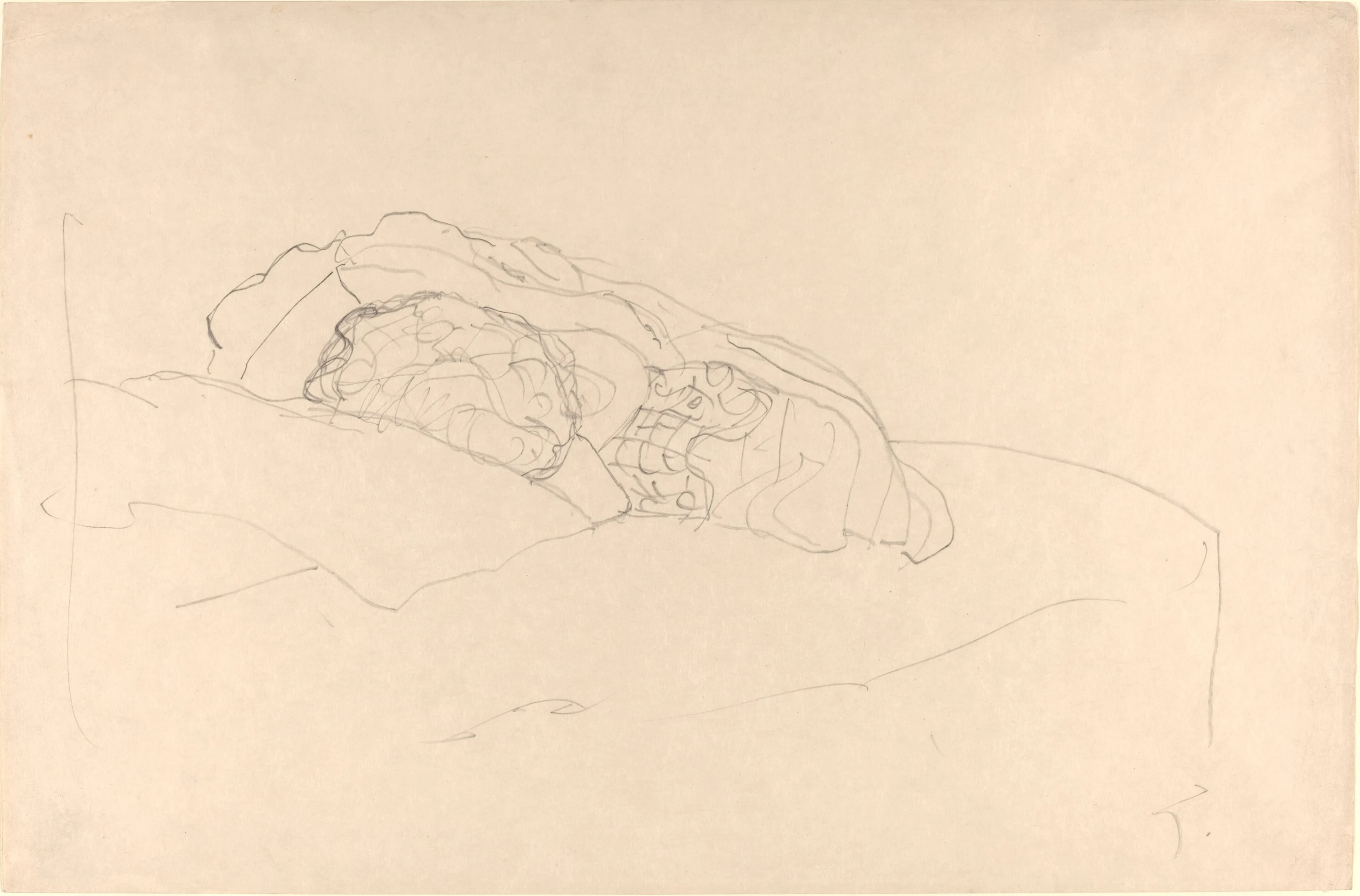 Curled up Girl on Bed, Gustav Klimt