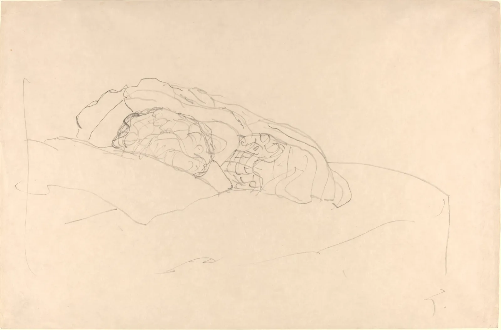 Curled up Girl on Bed, Gustav Klimt
