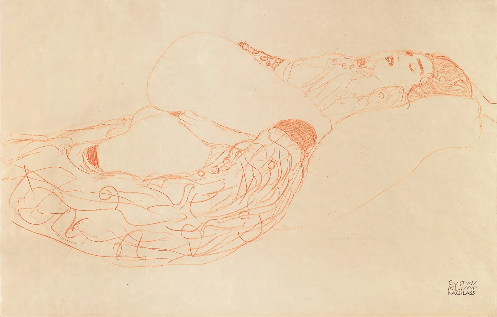 Femme à moitié nue se masturbant, Gustav Klimt