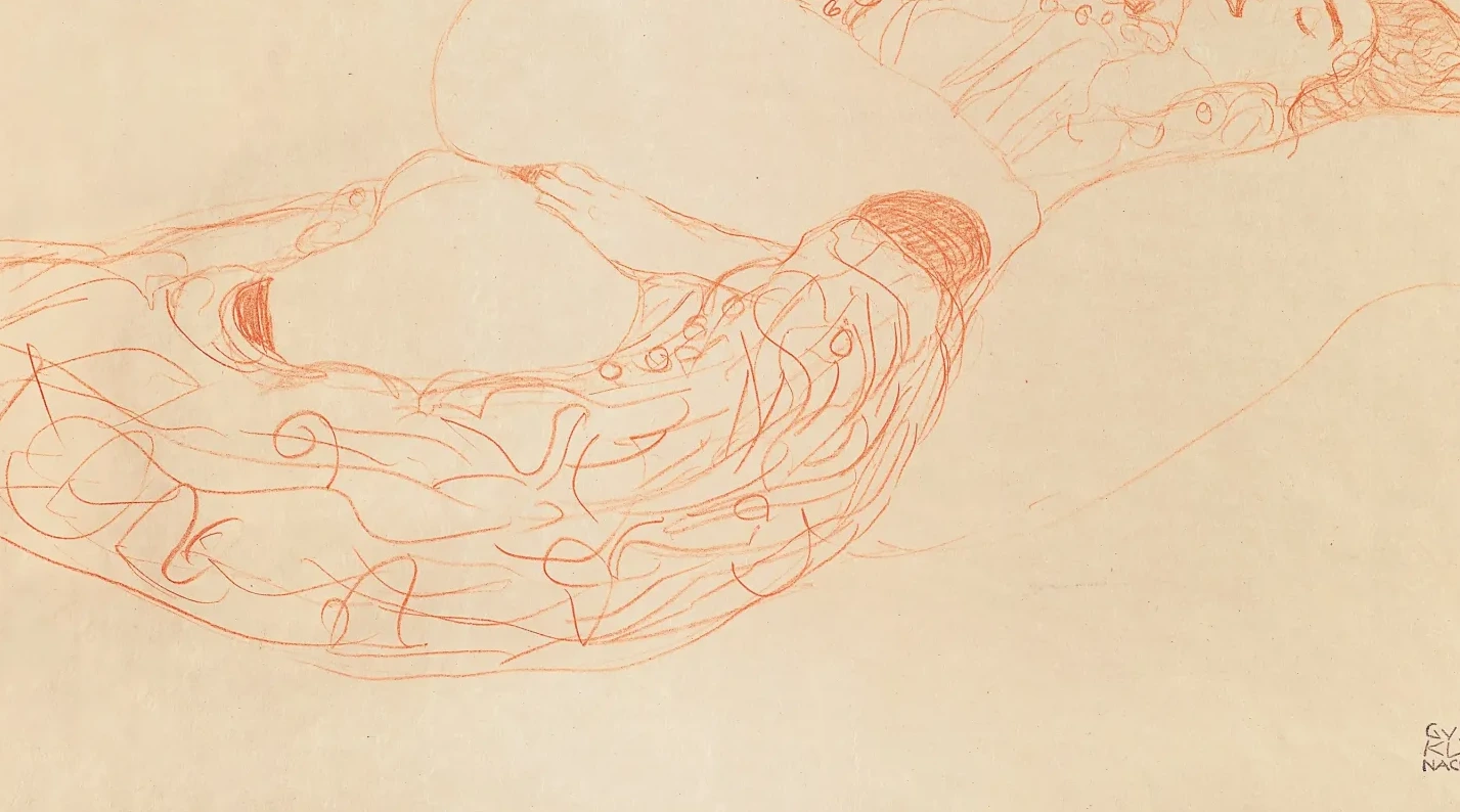 Femme à moitié nue se masturbant, Gustav Klimt