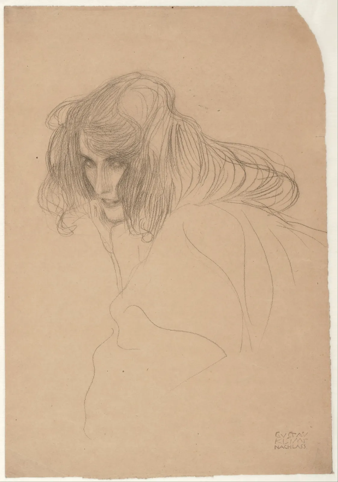 Head of a Woman in Three-Quarter Profile, Gustav Klimt
