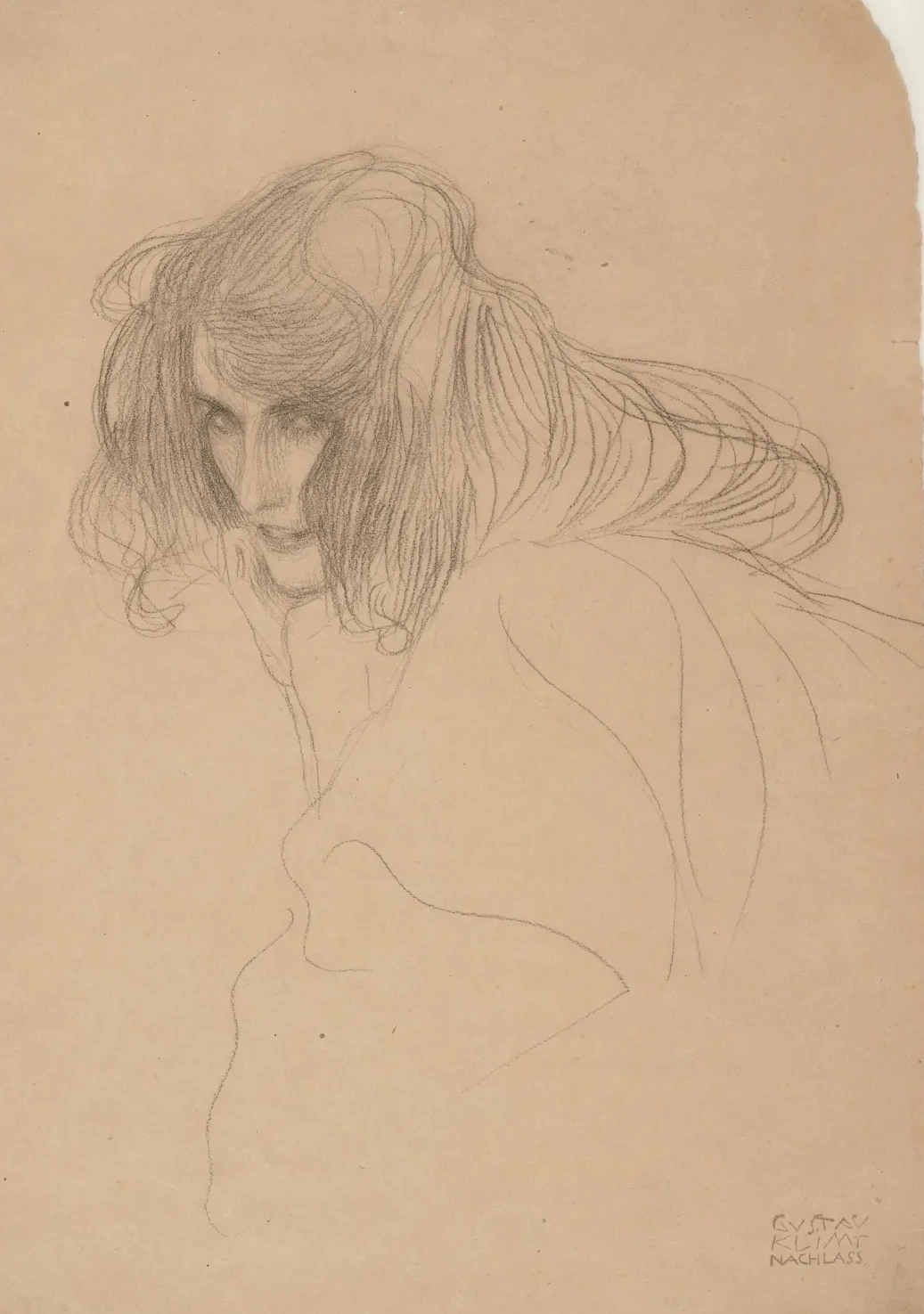 Head of a Woman in Three-Quarter Profile, Gustav Klimt