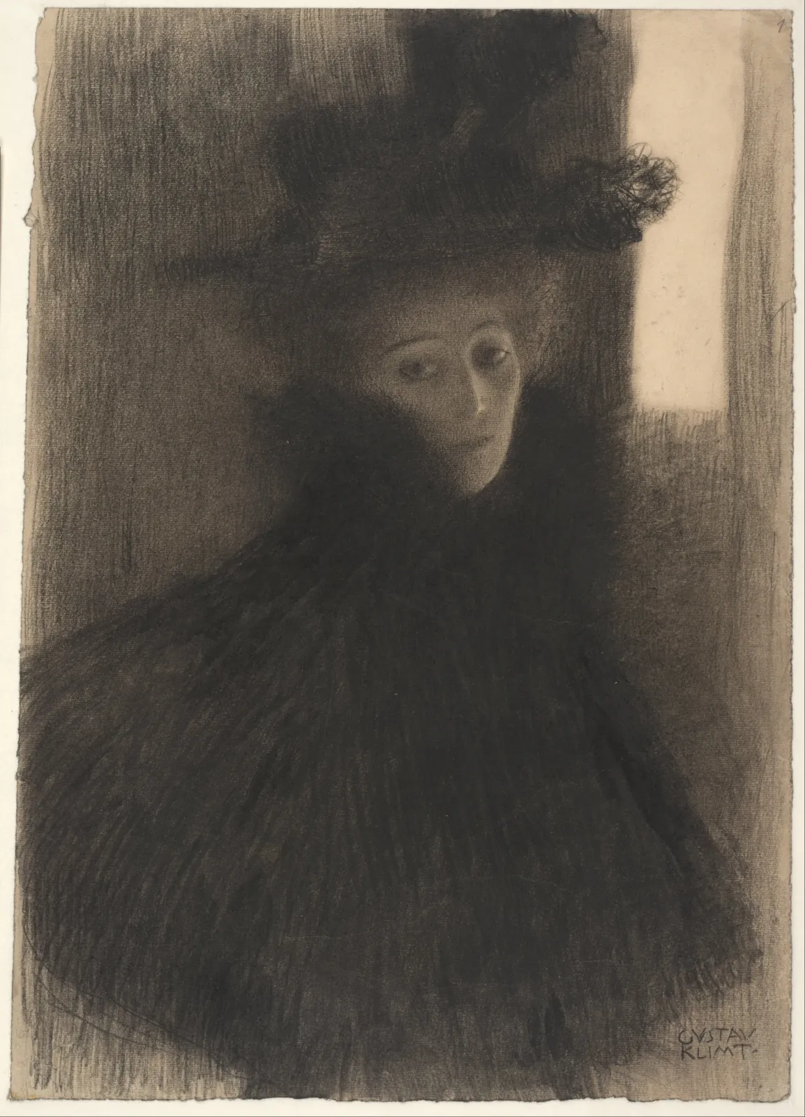 Portrait of a Lady with Cape and Hat, Gustav Klimt