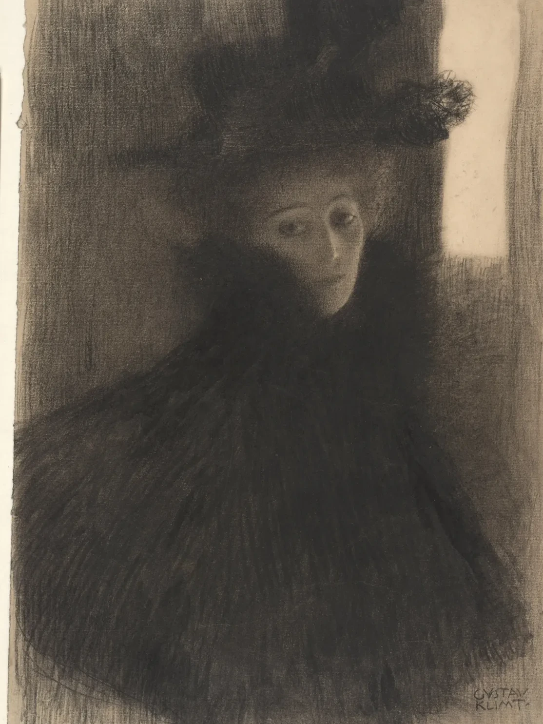 Portrait of a Lady with Cape and Hat, Gustav Klimt
