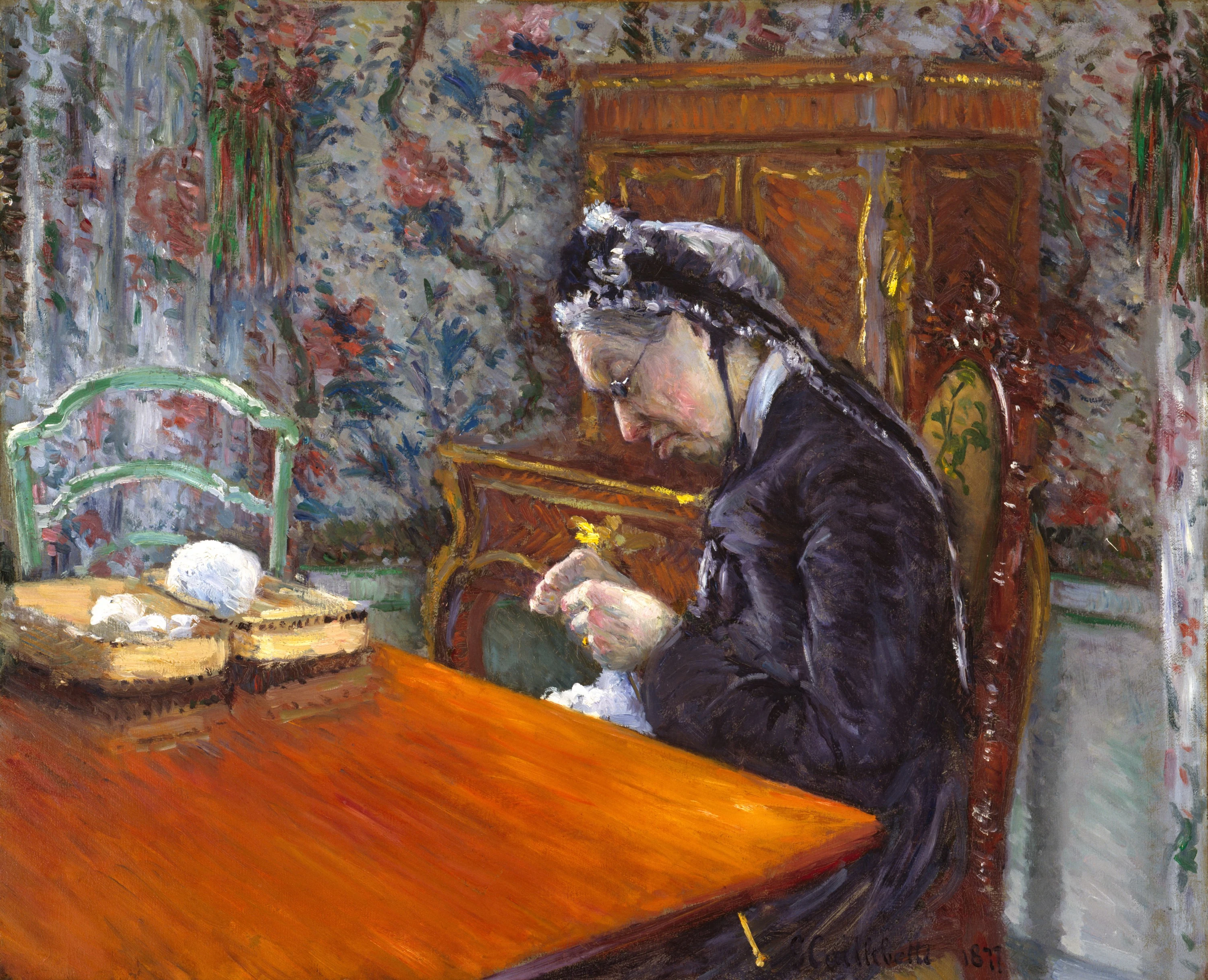 Mademoiselle Boissière Knitting, Gustave Caillebotte