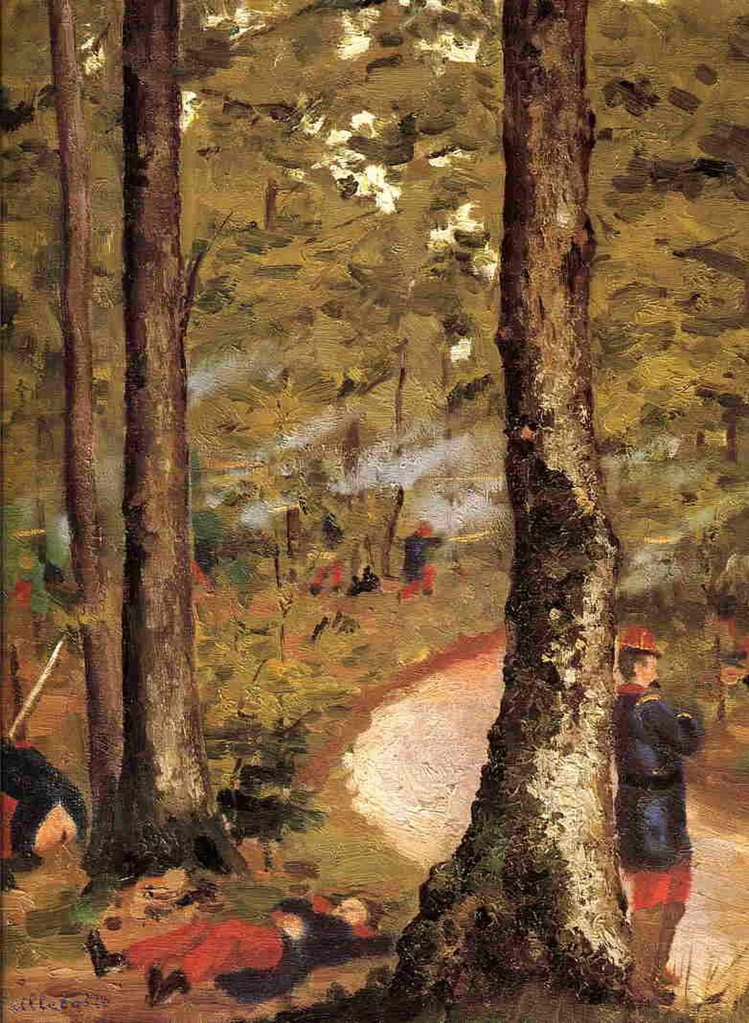 Militaires dans un bois, Yerres, Gustave Caillebotte