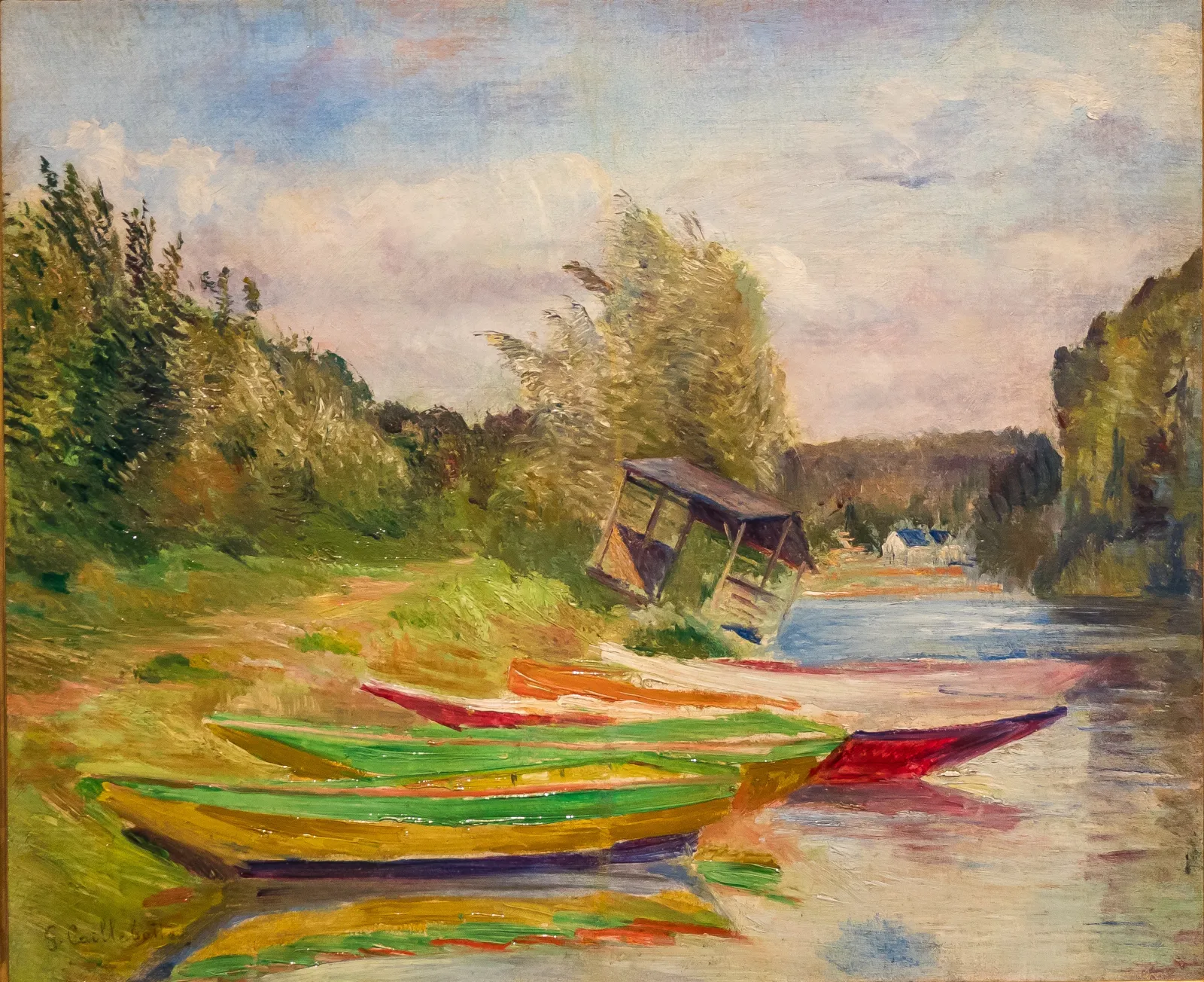 Barques et cabane, bord de Seine, Gustave Caillebotte