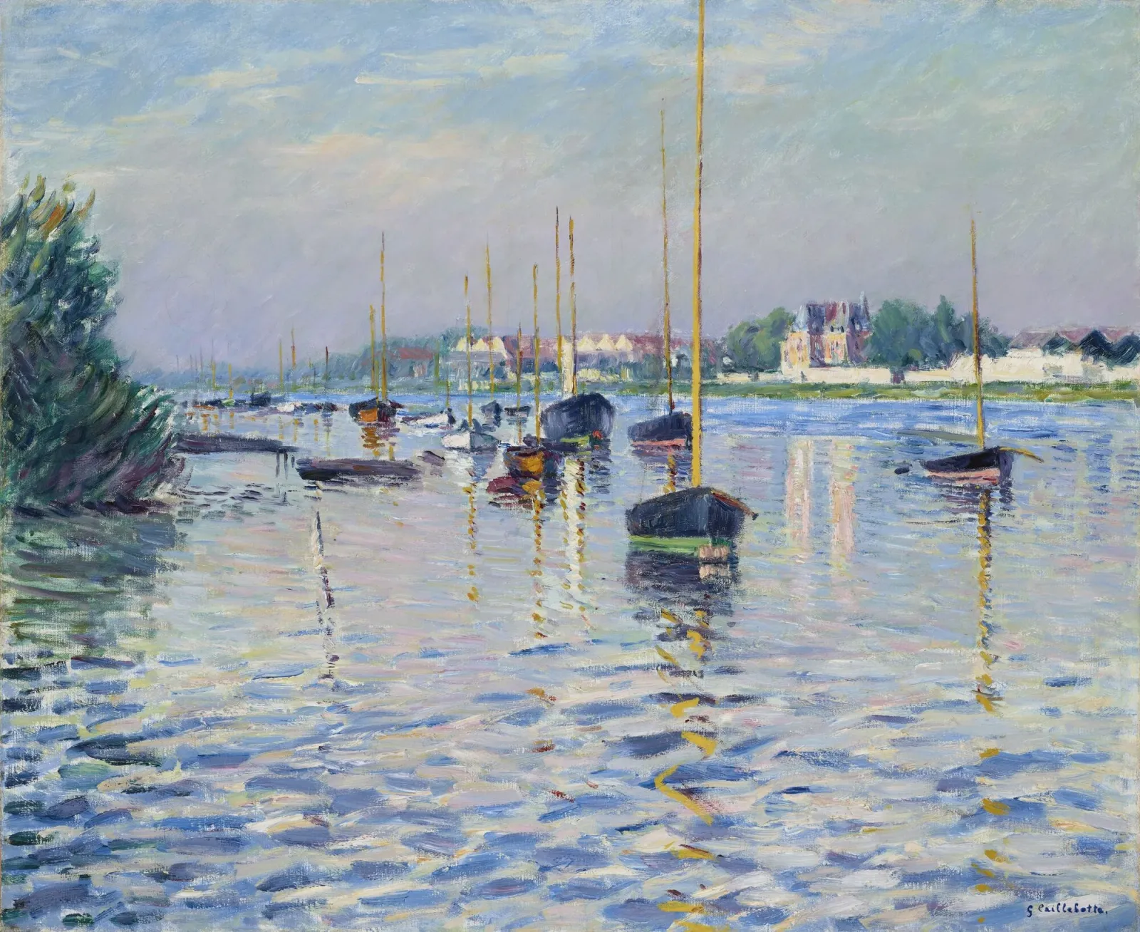 Bateaux au mouillage sur la Seine à Argenteuil, Gustave Caillebotte
