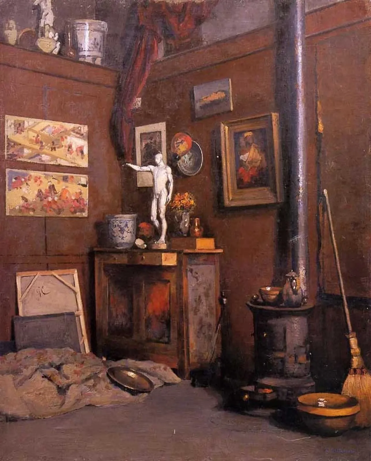 Intérieur d'atelier au poêle, Gustave Caillebotte