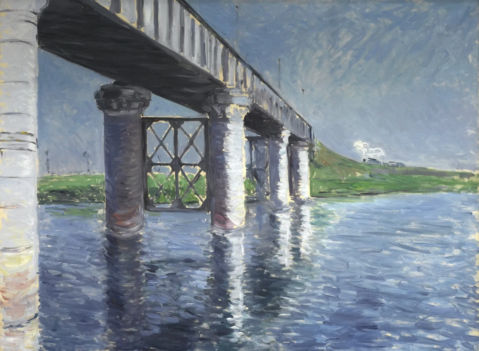 La Seine et le pont du chemin de fer d'Argenteuil, Gustave Caillebotte
