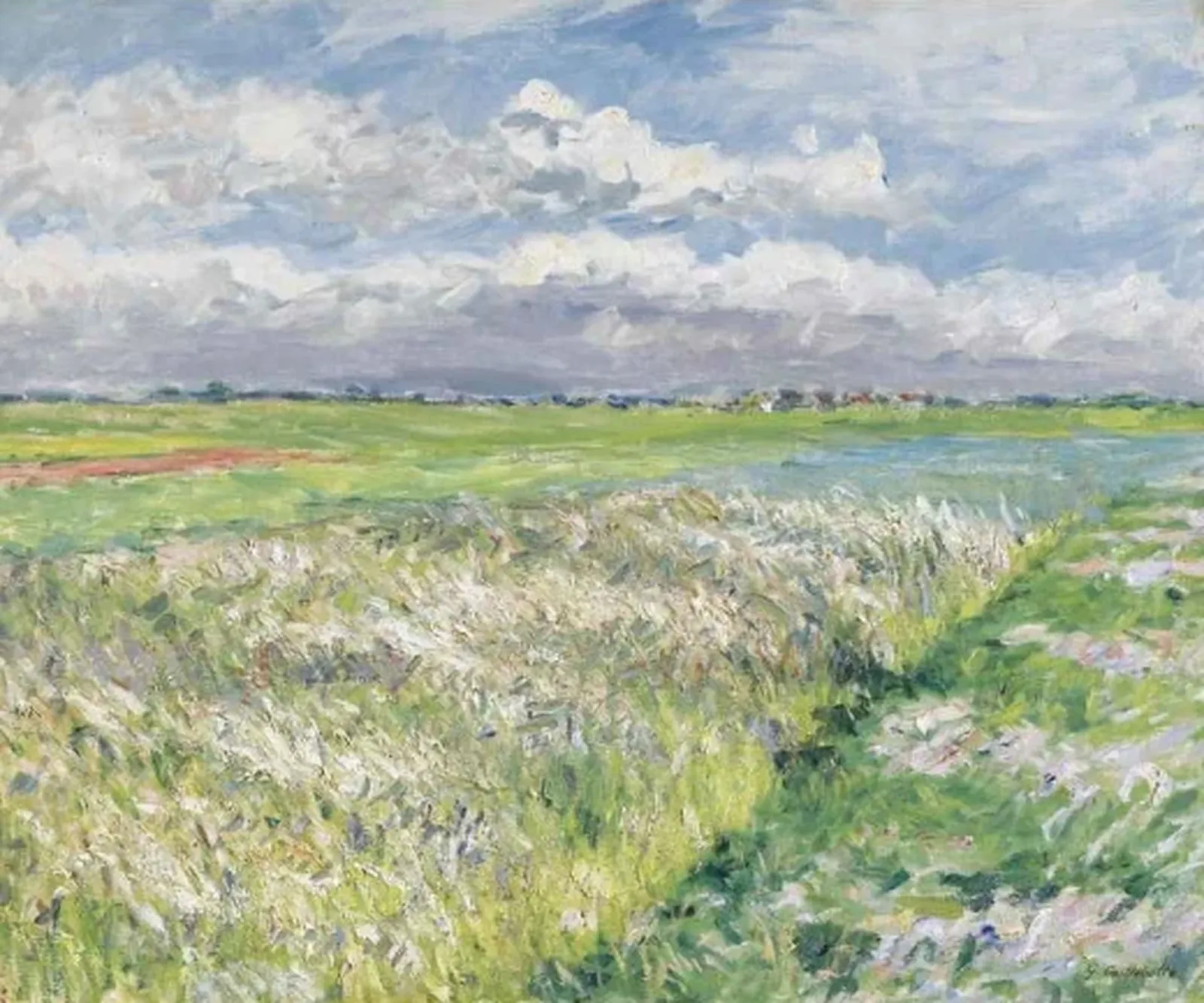Les champs, plaine de Gennevilliers, étude en jaune et vert, Gustave Caillebotte