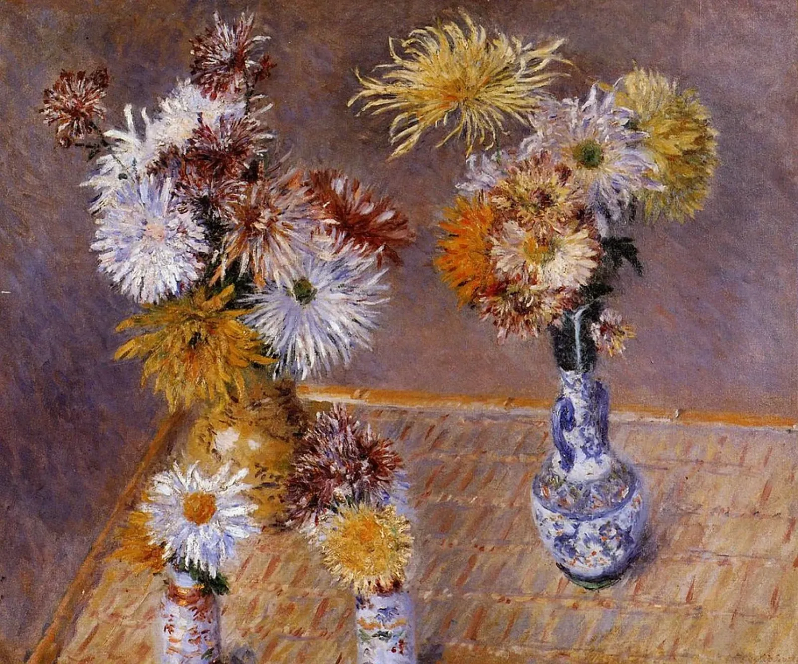 Quatre vases de chrysanthèmes, Gustave Caillebotte