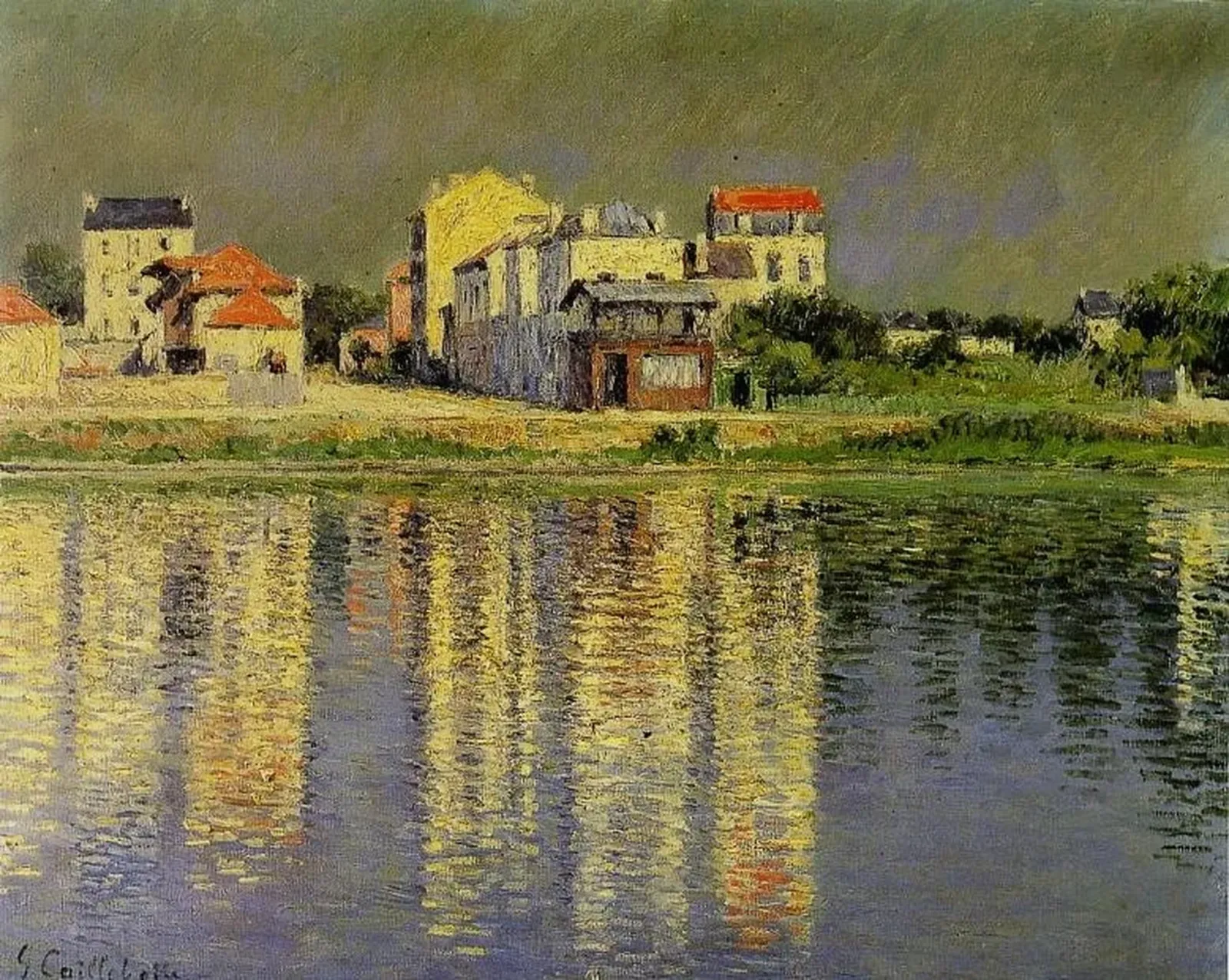 Reflets de maisons dans l'eau de la Seine près d'Argenteuil, Gustave Caillebotte