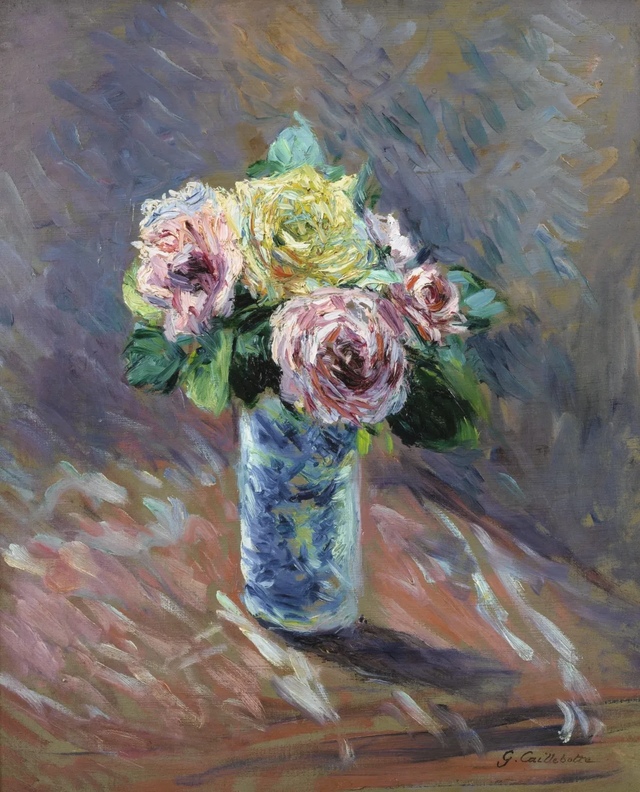 Roses jaunes et rouges dans un vase de cristal, Gustave Caillebotte