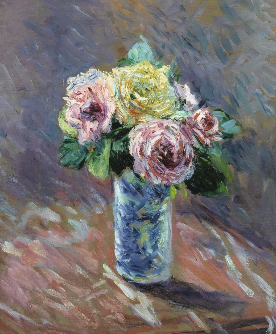 Roses jaunes et rouges dans un vase de cristal, Gustave Caillebotte