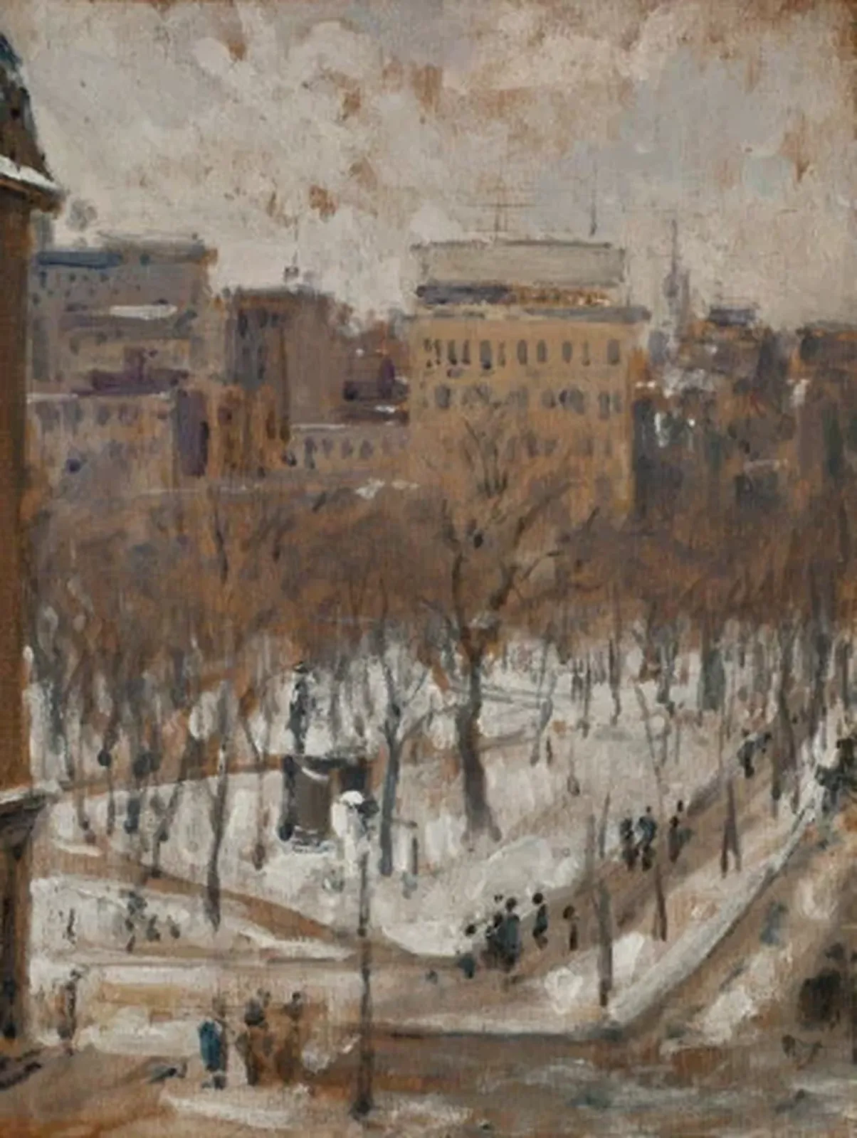 Square à Paris, temps de neige, Gustave Caillebotte