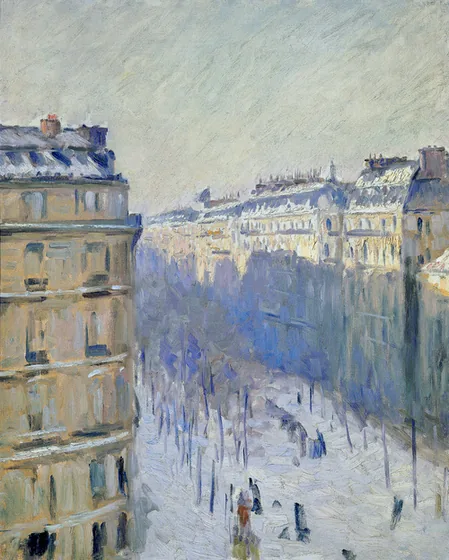 Boulevard Haussmann, effet de neige
