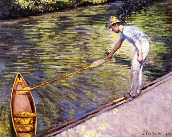 Canotier ramenant sa périssoire