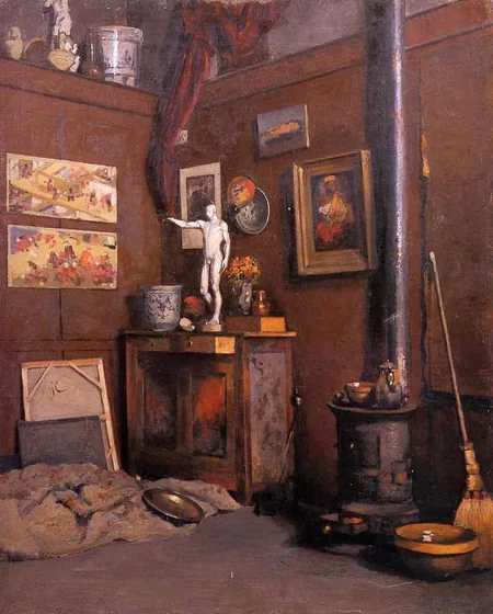 Intérieur d'atelier au poêle