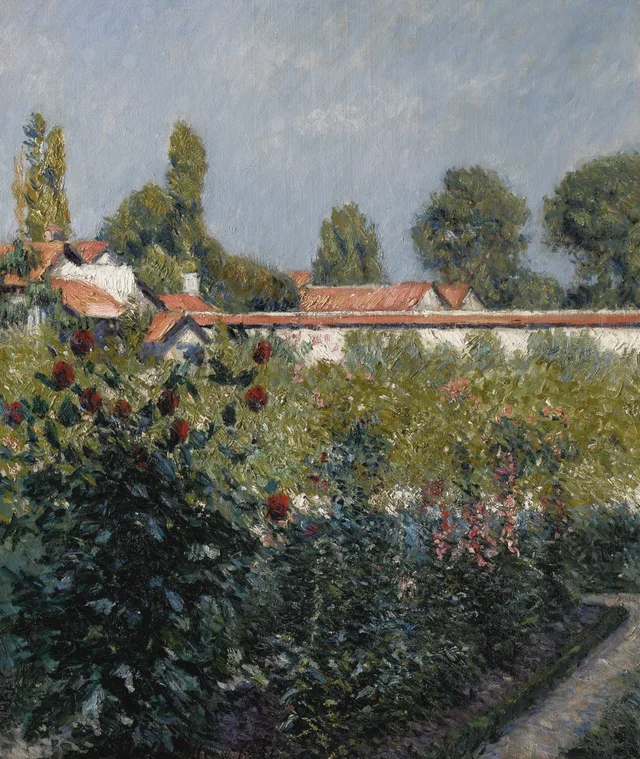 O Jardim do Petit Gennevilliers, os telhados rosa, Gustave Caillebotte