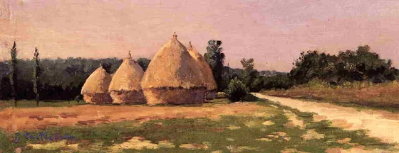 Paysage aux meules de paille