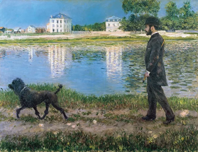 Richard Gallo et son chien au Petit Gennevilliers, Gustave Caillebotte