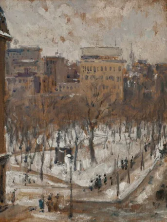 Square à Paris, temps de neige