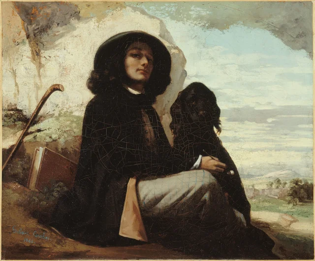 Autoportrait au chien noir