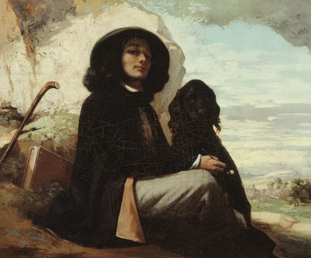 Autorretrato con perro negro