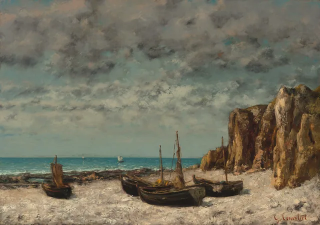 Boats on a Beach, Etretat, Gustave Courbet