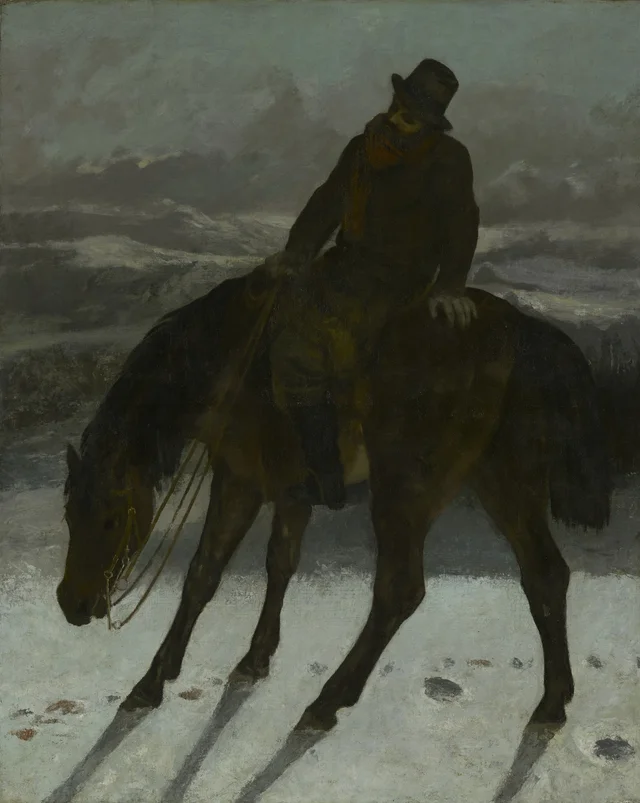 Cazador a caballo recuperando el rastro, Gustave Courbet