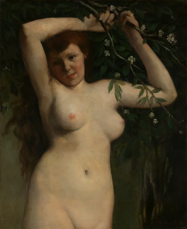 Desnudo con rama florida