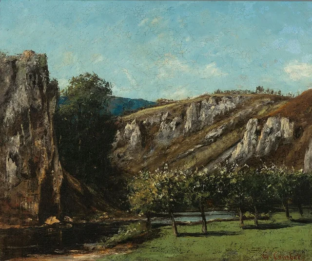 Paisaje de montaña con árboles frutales, Ornans, Gustave Courbet