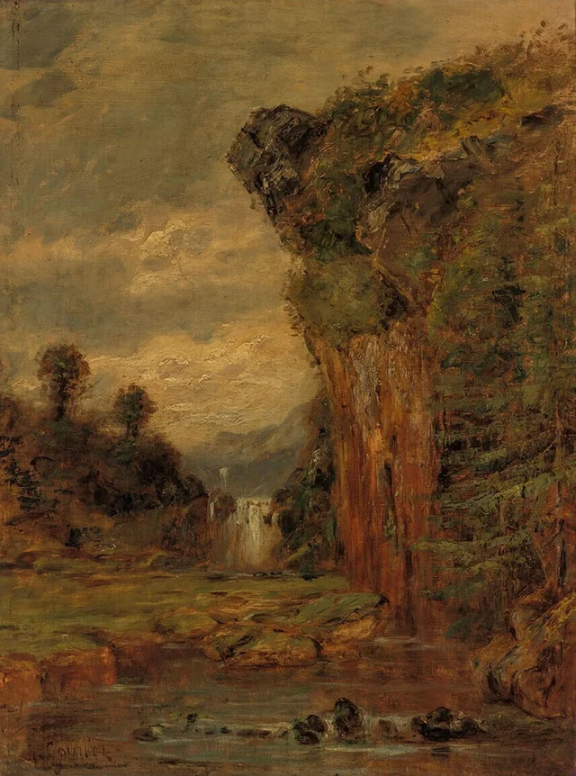 Paisaje rocoso con cascada
