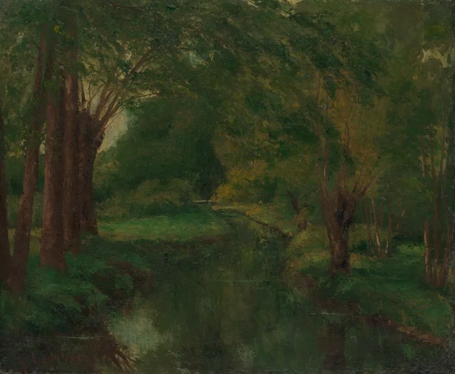 Un arroyo en un claro (quizá «Arroyo, valle de Fontcouverte; estudio»), Gustave Courbet