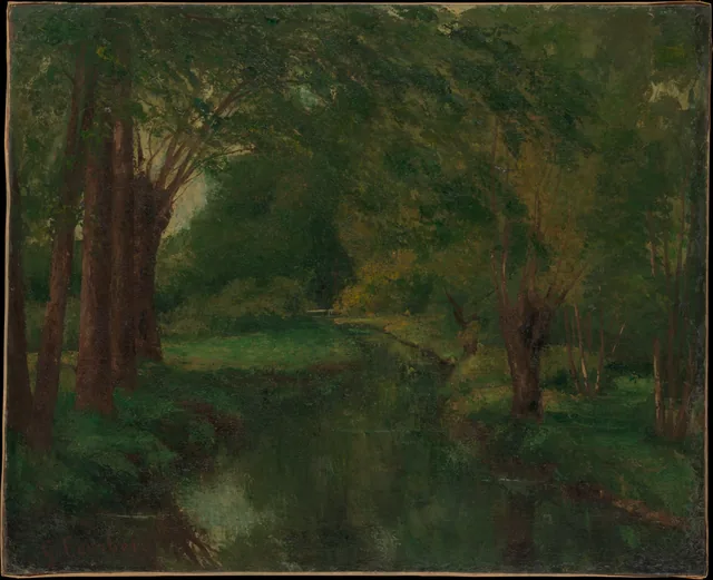 Un ruisseau dans une clairière (peut-être « Ruisseau, vallée de Fontcouverte ; étude »)