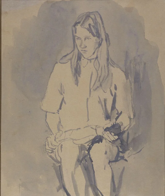Elisabeth de Willman Grabowska enfant, tenant une poupée sur ses genoux, Gwen John
